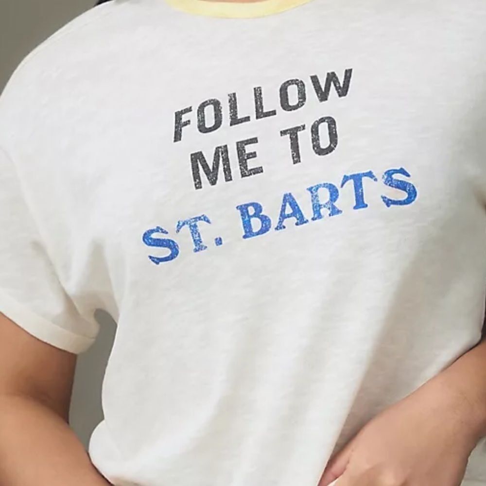 Pilcro Graphic Ringer Tee Follow Me To St. Barts - Picture 4 of 8